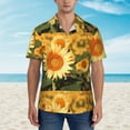 thumbnail image 2 of Pofeuu Golden Sunflower In Field Print Hawaiian Shirt for Men Sleeves Casual Button Down Summer Beach Dress Shirts T-Shirts,XX-Large, 2 of 7