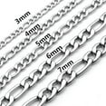 thumbnail image 2 of 5PCS 3-7mm Mens Silver Stainless Steel Figaro Chain Necklace 18"-26" Jewelry, 2 of 2