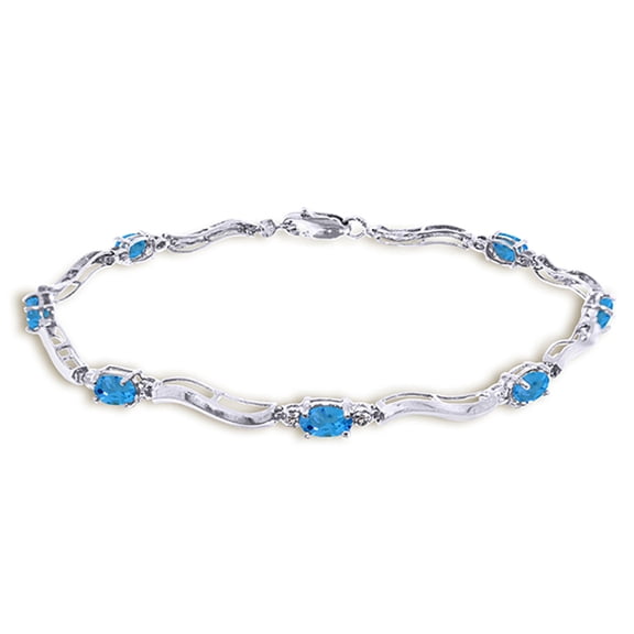 Galaxy Gold 14k White Gold Tennis Bracelet with Diamonds and Blue Topaz
