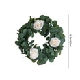 thumbnail image 3 of Horivan Artificial Green Plants Wreath with Roses Realistic Floral Arrangement for Front Door Wall Decor Year Round Indoor Outdoor Home Decoration 42cm Spring Summer Fall Winter Wreath, 3 of 6