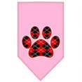 thumbnail image 1 of Argyle Paw Red Screen Print Bandana Light Pink Large, 1 of 1
