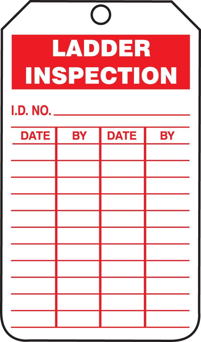 TRS248PTP Inspection Record Tag, Legend "LADDER INSPECTION", 5.75" Length x 3.25" Width x 0.015