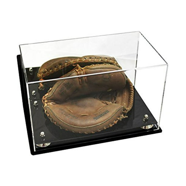 Deluxe Acrylic Baseball Catchers Glove Display Case with Silver Risers  Mirror and Wall Mount (A011-SR)