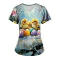 thumbnail image 3 of Colorful Womens Short Sleeve Tops Graphic Blouses for Ladies Vneck Spandex Work Scrub Happy Gift Easter Kawaii Animal Summer Fall Shirts 2025 Clothes Country Concert S, 3 of 4