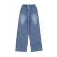 thumbnail image 4 of Huanglei Girls Jeans Pants Straight Leg Denim Pant High Waist Elastic Band Casual With Pockets Kids 6 14Y, 4 of 9