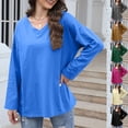 thumbnail image 6 of Diufon Oversized Tops for Women Casual Loose Long Sleeve V Neck Tunic Tops Solid Color Fall Fashion Clothes, 6 of 9