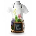thumbnail image 3 of Easter Apron Holiday Arrangement with Flowers Eggs Chalkboard on a Wooden Table Rustic Elements, Unisex Kitchen Bib Apron with Adjustable Neck for Cooking Baking Gardening, Multicolor, by Ambesonne, 3 of 3