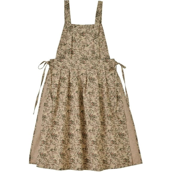 Kitchen Apron Floral Cotton Waterproof Women Apron Adjustable with Pockets Vintage Pinafore for Cooking Baking