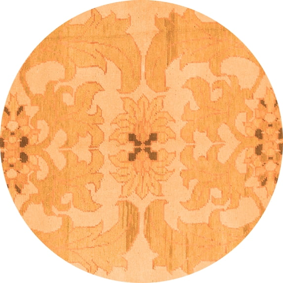 Ahgly Company Indoor Round Abstract Orange Modern Area Rugs, 6' Round