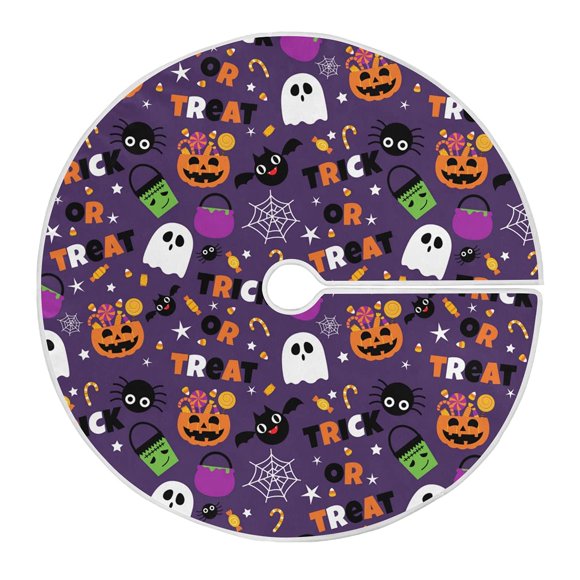Falda para árbol de Navidad Wamika, diseño de calabaza morada, 90 cm de diámetro