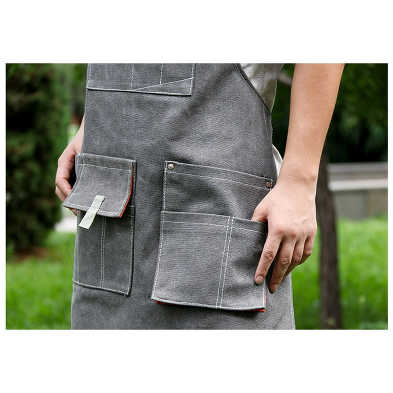 GENEMA Woodworking Shop Aprons for Men Women Canvas Work Apron with Pockets  Adjustable Cross Back Straps Kitchen Cooking Baking Apron 