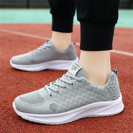 

PhoneSoap Fashion Four Seasons Men Sneakers Mesh Breathable Lace Up Flat Lightweight Comfortable Casual Grey