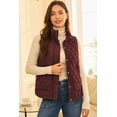 thumbnail image 3 of Cozy Women's Solid Color Quilted Vest in Wild Ginger – Stand Neck Zip-Up Design for Everyday Winter Comfort | M, 3 of 12