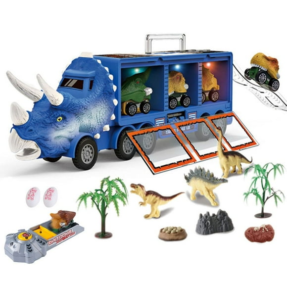 Dinosaur Toy Trucks Carrier for Kids Dinosaur Toys Set with Cars Launcher Track Dino Park Pretend Toy