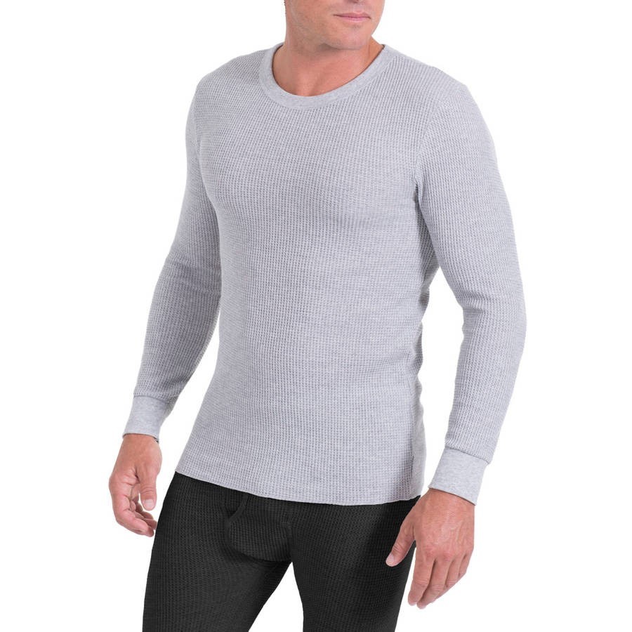fruit of the loom men's classic midweight waffle thermal underwear crew top (1 & 2 packs), light grey heather, small - image 4 of 4
