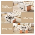 thumbnail image 5 of QEZEOM Lift Top Coffee Table, 47" Center Table with 4 PU Stools, Modern Lift Tabletop Dining Table with Wheels for Living Room Reception, Home Office, 5 of 7