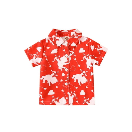 

Toddler Baby Boys Button Down Shirt Cow Printed Lapel Short Sleeve T-Shirt Tops Western Cowboy Casual Tee Clothes