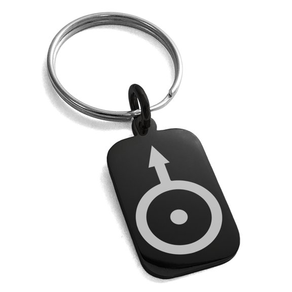 Stainless Steel Solar System Planetary Uranus Engraved Small Rectangle Dog Tag Charm Keychain Keyring