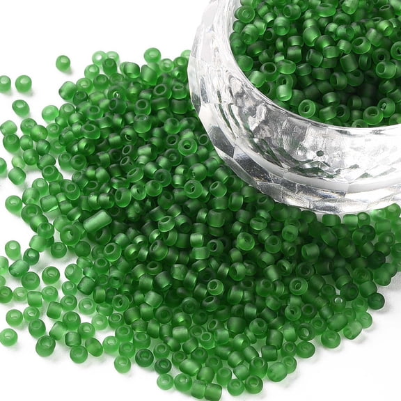 Glass Seed Beads Frosted Colors Round Green 2mm