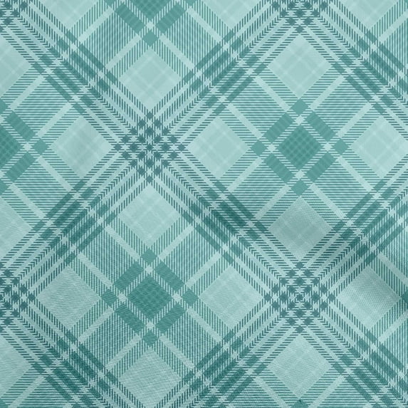 oneOone Polyester Spandex Sea Green Fabric Check Sewing Craft Projects Fabric Prints By Yard 56 Inch Wide