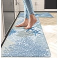 thumbnail image 3 of Coastal Beach Kitchen Mat Rugs Set 2 Pcs Anti Fatigue Mats for Kitchen Floor Ocean Theme Waterproof Non-Slip Standing Mat PVC Nautical Cushioned Mat, Coral & Starfish Design(17.3" x 28" + 17.3" x 47", 3 of 6