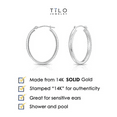 thumbnail image 2 of Tilo Jewelry 14K White Gold Large Oval Gold Hoop Earrings (25mm - 1 Inch) for Women & Unisex, 2 of 9