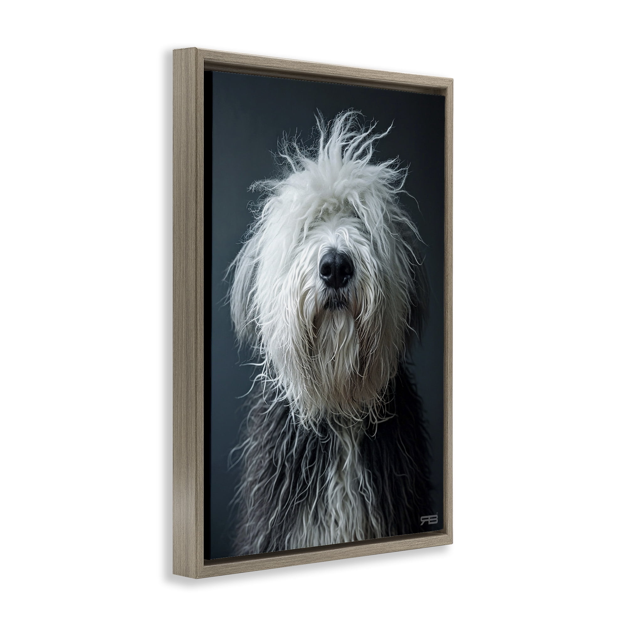Stupell Industries Shaggy Pup Portrait Animals & Insects Painting Brown Floater Framed Canvas Art Print Wall Art, 17 x 25