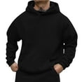 thumbnail image 2 of UVEASISHA Athletic Hoodies for Men Fall Loose Solid Hooded Sweatshirt Drop Shoulder Casual Long Sleeve Pullover Tops with Pocket Black M, 2 of 5