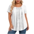 thumbnail image 2 of Neewe Womens Plus Size Pleated Tops Short Sleeve Summer Tunic Casual Loose Fit Crewneck Shirts Blouse 2026, 2 of 6