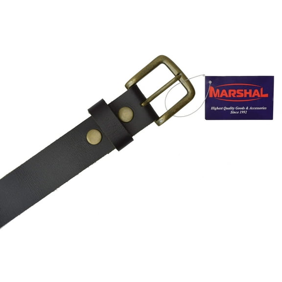 Men's Casual Belt 1.5" Wide Top Grain Genuine Leather Gold Buckle by Marshal