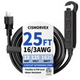 thumbnail image 1 of Cable de extensión cismorvex de 7,5 m, 3 tomas, resistente al agua, 125 V, 1 of 7