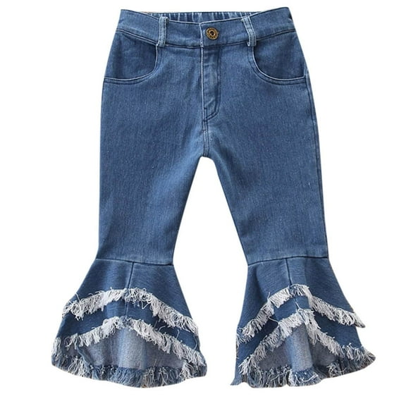 Jeans Girls Girls Bell Bottom Jeans Embroidered Jeans High Waisted Jeans Wide Leg with Pockets for Girls 4-5 Years