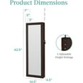 thumbnail image 2 of GETHFS LED Mirror Jewelry Cabinet, Lockable Wall/Door Mounted Jewelry Armoire Organizer with 2 Drawers, Interior Mirror, Cosmetic Tray & Adjustable Shelves for Women and Girls - Espresso, 2 of 7