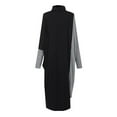 thumbnail image 5 of IROINNID Long Sleeve Dress for Women Patchwork Knitted Medium Length Dress Long Sleeved High Neck Dress Long Sleeved Round Neck Dress,Gray, 5 of 8