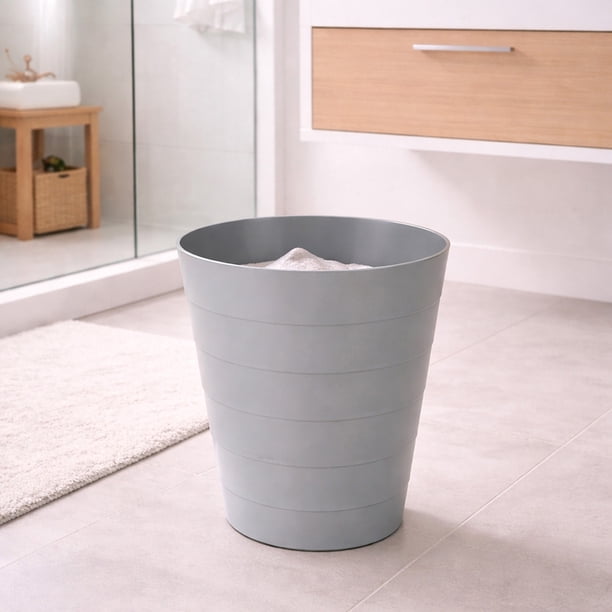 Bote de Basura 8 Litros Gris | Basurero Compacto para Baño, Cocina u Oficina | Cesto de Residuos Práctico y Resistente
