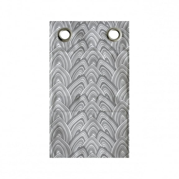 Abstract Hanging Pocket Organizer, Fish Scale Inspired Illustration Simple Zentangle Doodle in Grayscale Tones, Printed Polyester Storage Bag with Pockets, 9" x 27", Pale Taupe Grey