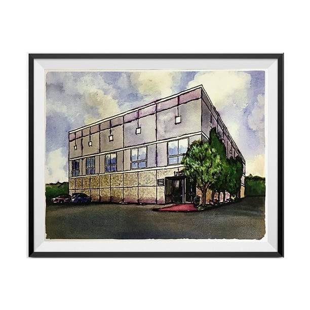 Pam Beesly l'Affiche de Peinture à l'Aquarelle de l'Immeuble de Bureaux Dunder Mifflin 18 x 24