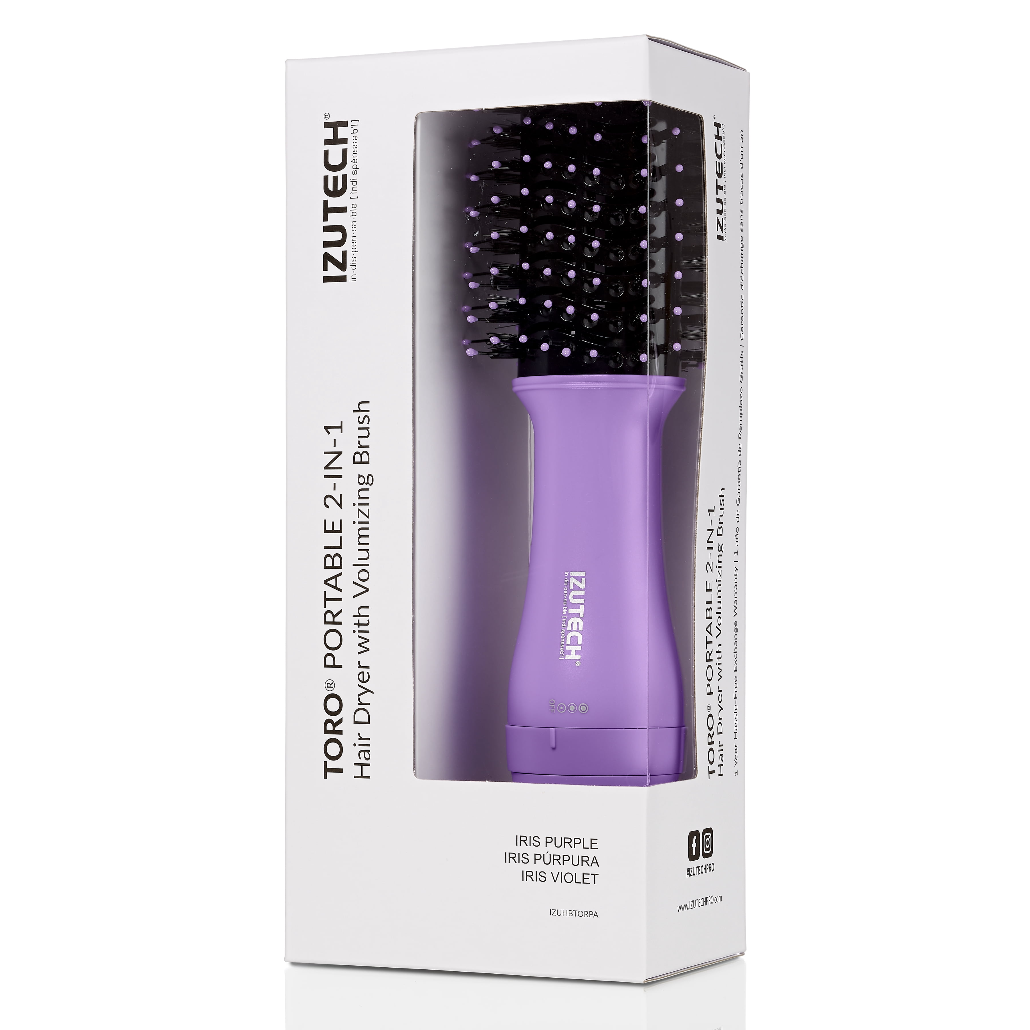 IZUTECH TORO 2-in-1 Portable Hair Dryer with Volumizing Brush Purple