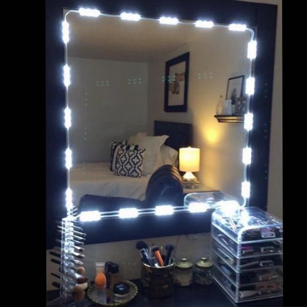 Vanity Mirror Lights Kit Tsv Dimmable 10ft 60 Led White Dressing Mirror Lighted Cosmetic Makeup Vanity Light With Remote And Hand Reach Controller Walmart Com Walmart Com