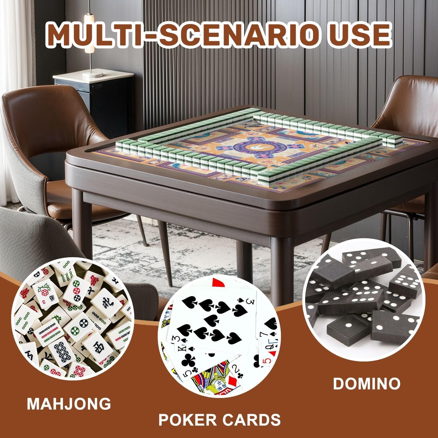 Mahjong Mat 31.5" x 31.5" Floral Geometric Dove Motif Purple Pink Blue Tones Non-Slip Noise Reduction Mahjong Tiles Table Cover for Dominoes Poker Card Board and Tile Games