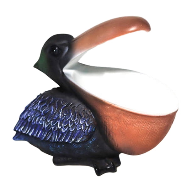 Figura de pelícano, estatua de pájaro, adorno de escritorio de resina moderno, multifunción, estilo nórdico Azul oscuro