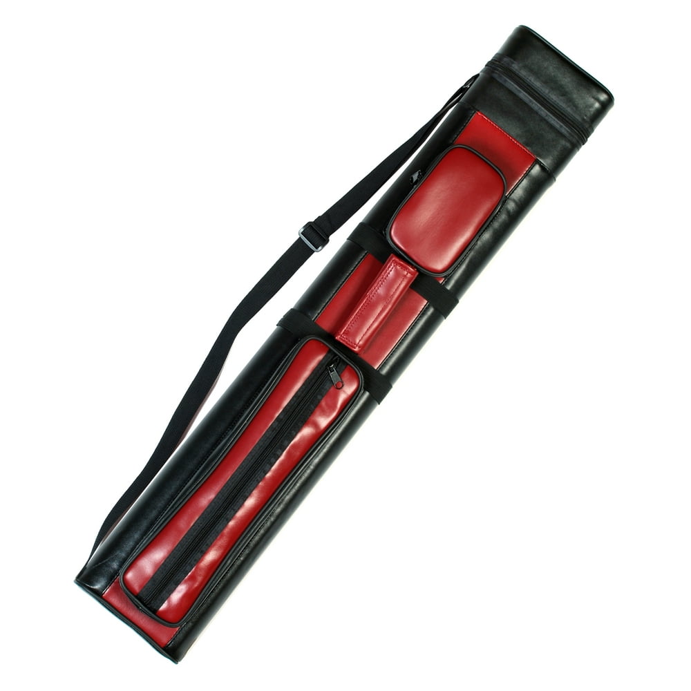 2X2 Hard Pool Billiard Cue Stick Carrying Case 2 x 2 Red Black