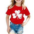 thumbnail image 5 of XIMIN Kids' St. Patrick's Day Soft Short-Sleeve Crew Neck T-Shirt - Distressed White Four-Leaf Clover Graphic, Lucky Charm Top for Boys & Girls, 5 of 8