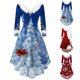 thumbnail image 2 of Vestido de Navidad empalmado para mujer, manga larga, Irregular, línea A, peludo, felpa, fiesta, moda, Invierno, 2 of 5