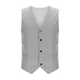 thumbnail image 6 of BXINGOHAI Men Suit Vest Slim Gilet Men formal Business Sleeveless Jacket Waistcoat Single Breasted Vintage Vest Gray,XL, 6 of 7