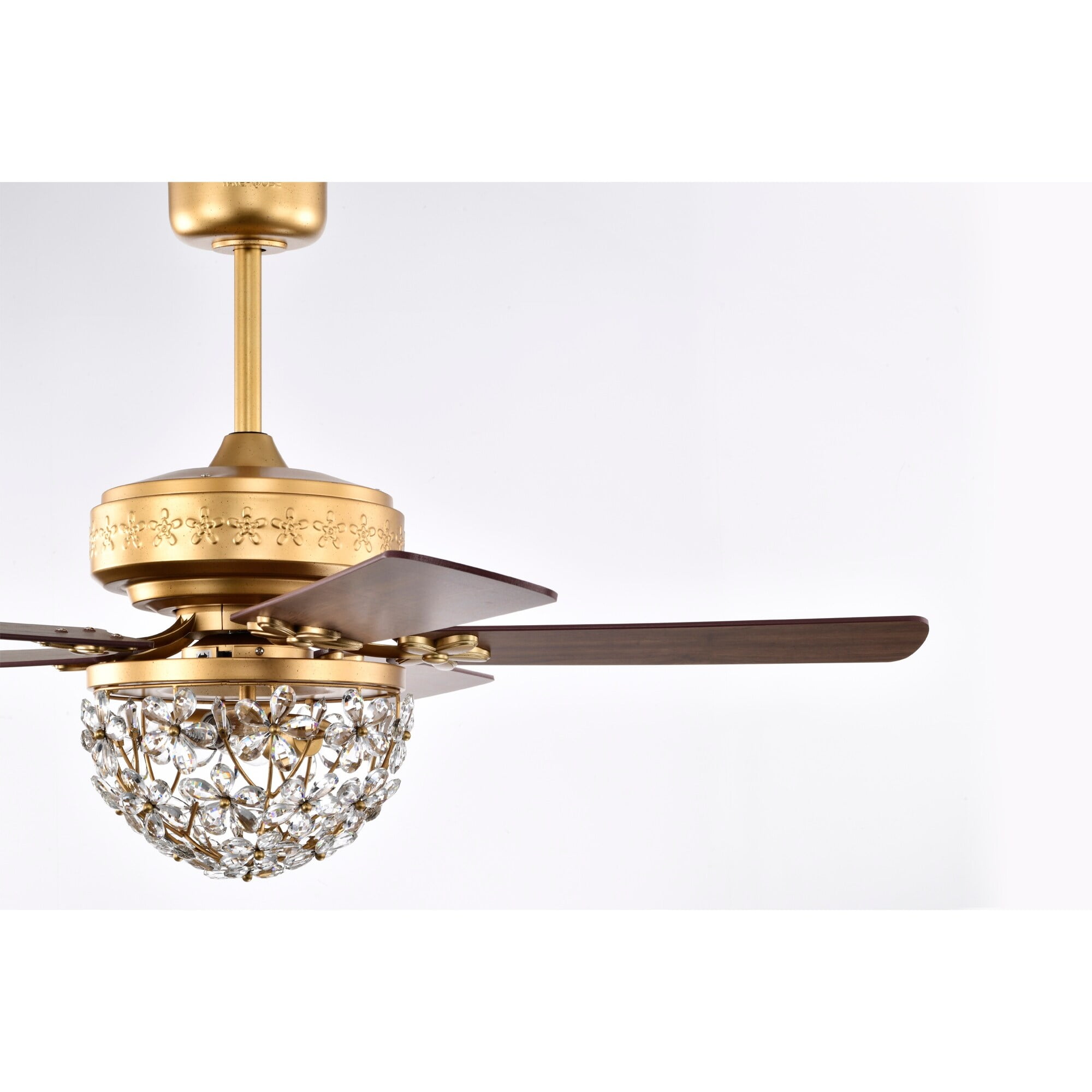 Warehouse of Tiffany Naja 52 Inch Antique Gold Crystal Ceiling Fan with Remote - N/A
