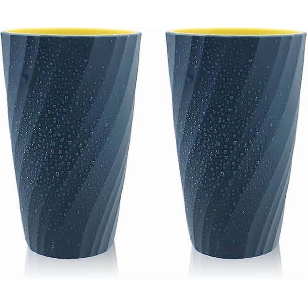 2 Pack Unbreakable Soft and Durable Bathroom Toothbrush Tumblers (Light Blue)