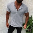 thumbnail image 1 of ylioge Mens Short Sleeve T Shirts Casual Pullover Button Crewneck Tees Tops Athletic Workout Quick-Drying Solid Basic Stretchy Slim Running Tshirts, 1 of 7