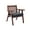Black PU Cushion - Brown Base, variant on Guyou Modern Rattan Accent Chair, Mid-century French Farmhouse Upholstered Solid Wood Armchair Reading Chair, Retro Dining Chair with Woven Back and Walnut Base, Gray Fabric