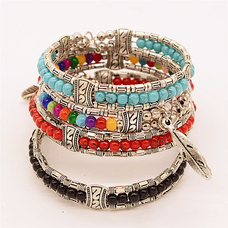 Vintage Women's Tibetan Silver Beads String Tassel Pendant Necklace Boho 8 Style